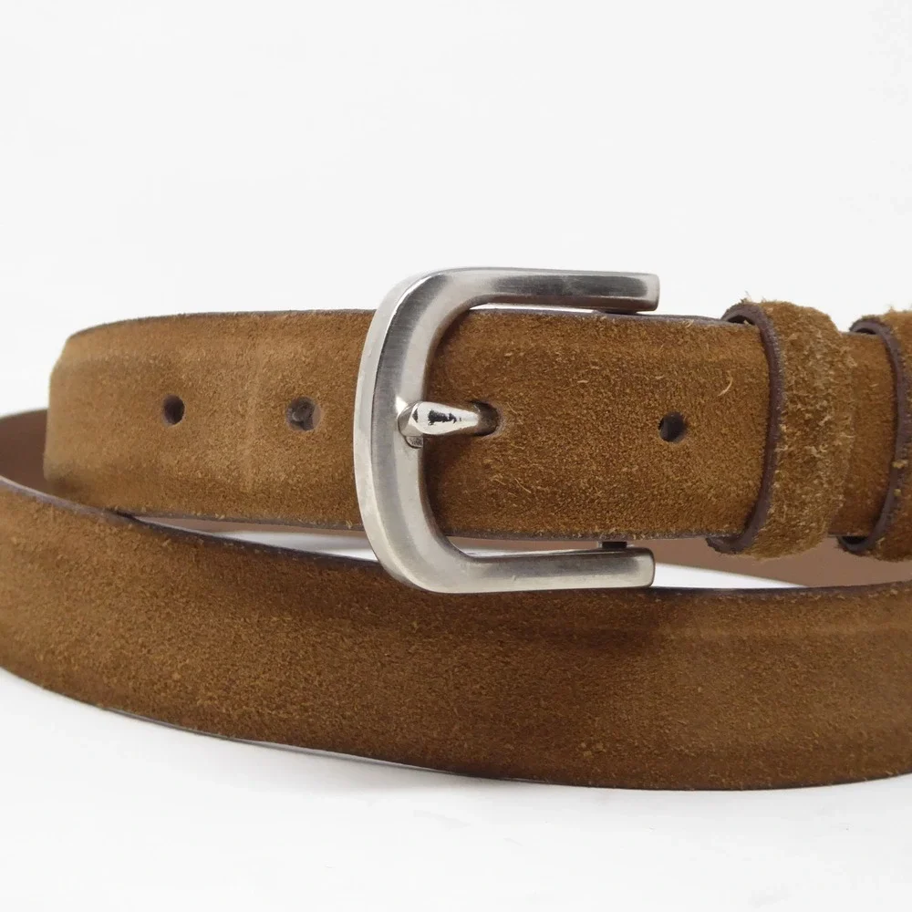 Thursday Boot Co Mens Suede Waist Belt Brown Leather Casual Silver Buckle 40